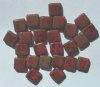 25 9mm Flat Square Opaque Red Marble